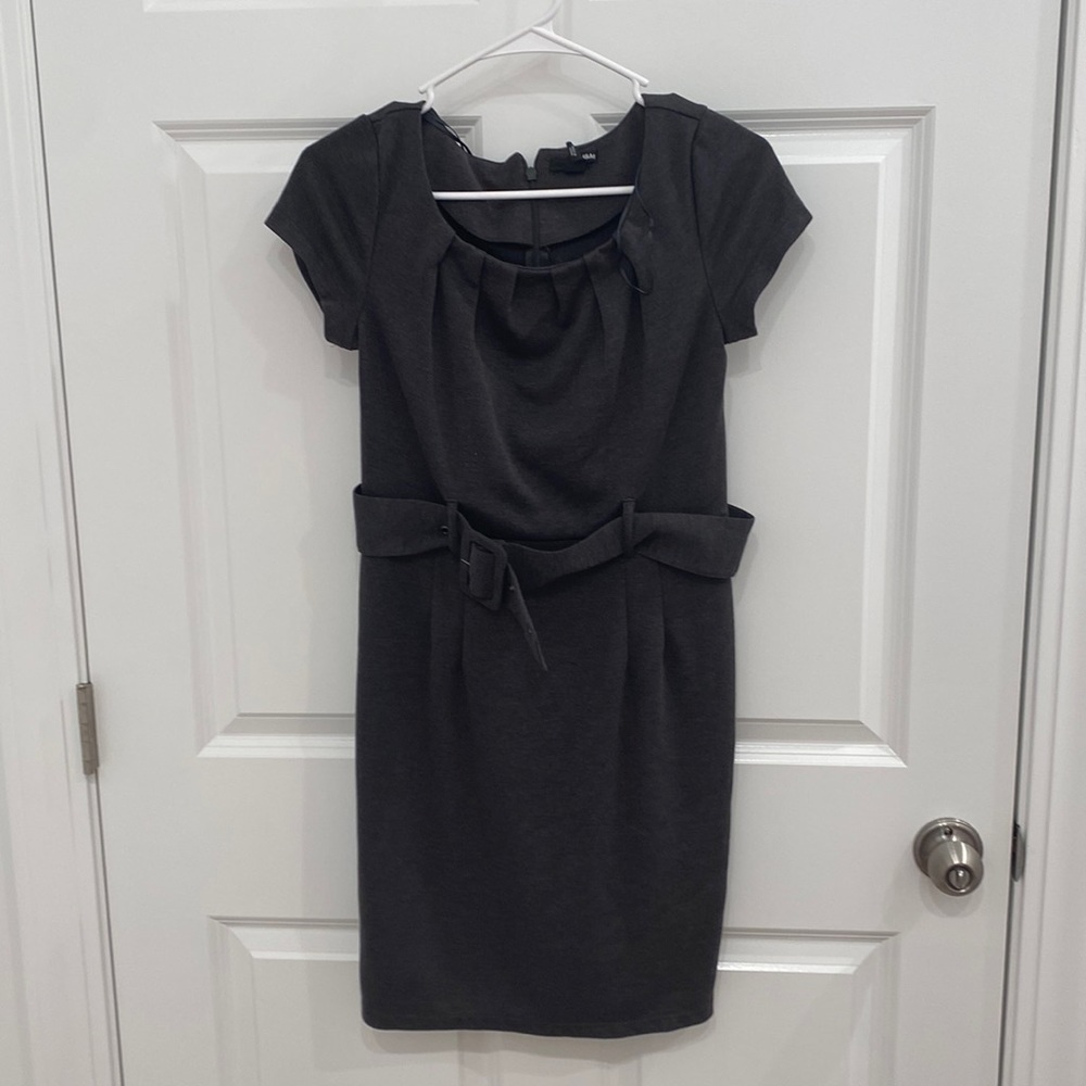 Dark gray H&M dress with matching belt. Size 8.